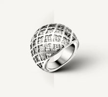 Load image into Gallery viewer, Domed Trellis Ring&lt;br&gt;w/Micro Pavé Diamond Floor&lt;br&gt;in Sterling Silver
