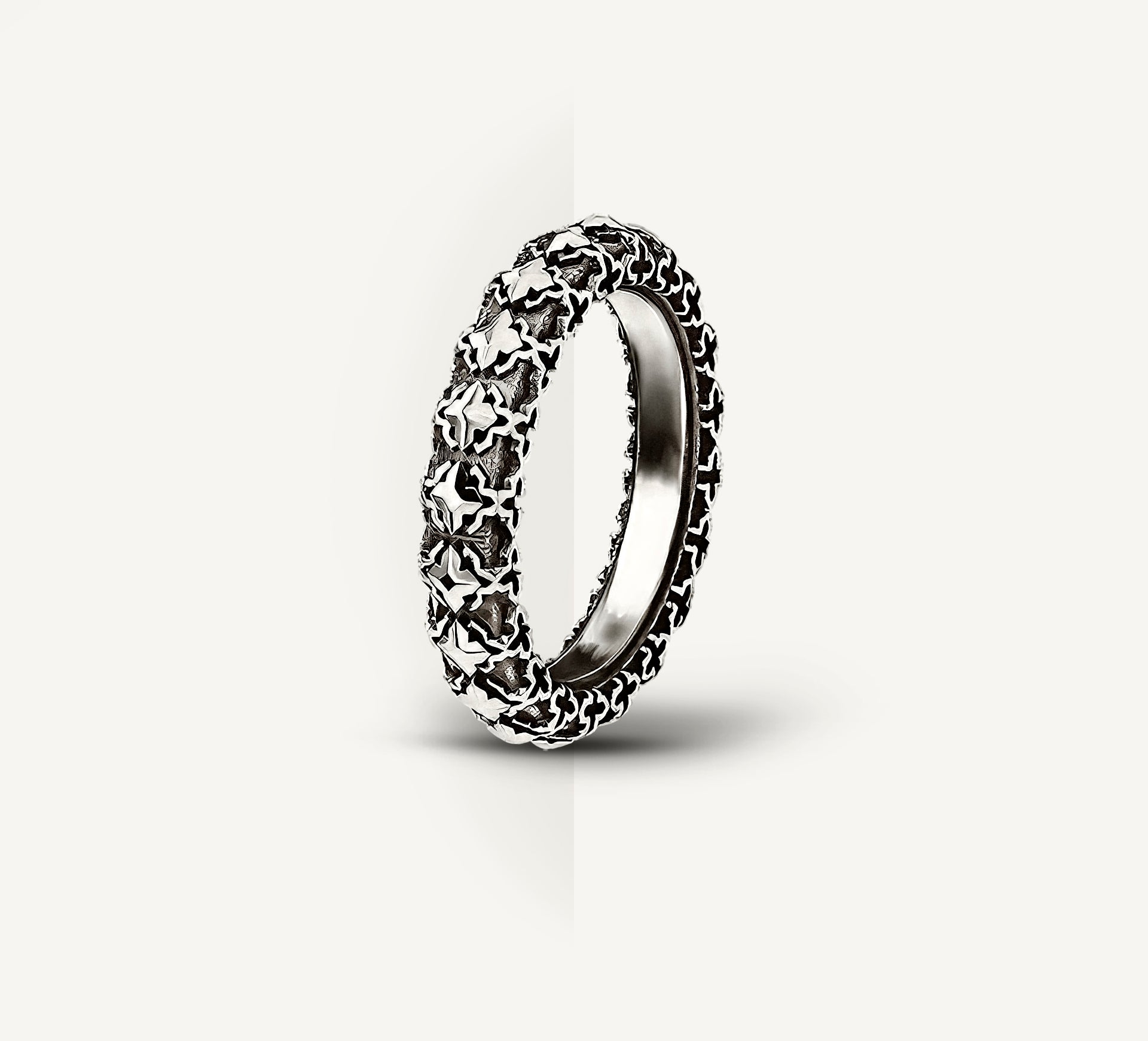 Thin STQ Crown Stacker Band Ring<br>in Sterling Silver
