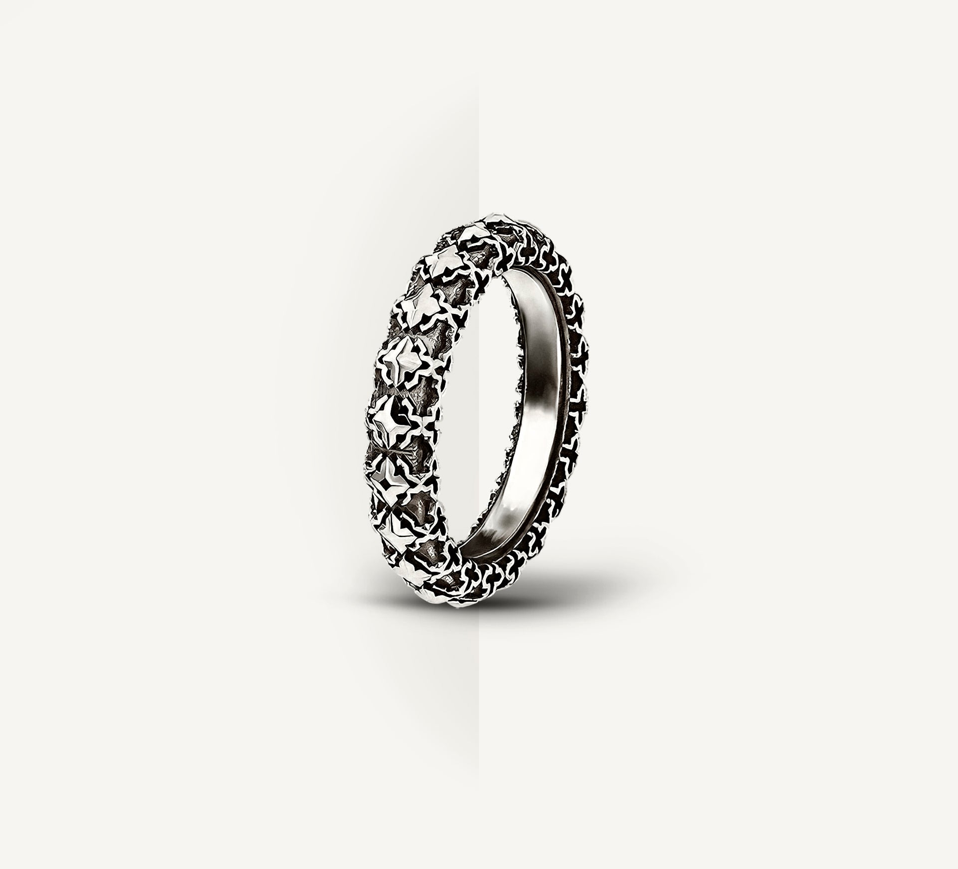 Thin STQ Crown Stacker Band Ring<br>in Sterling Silver