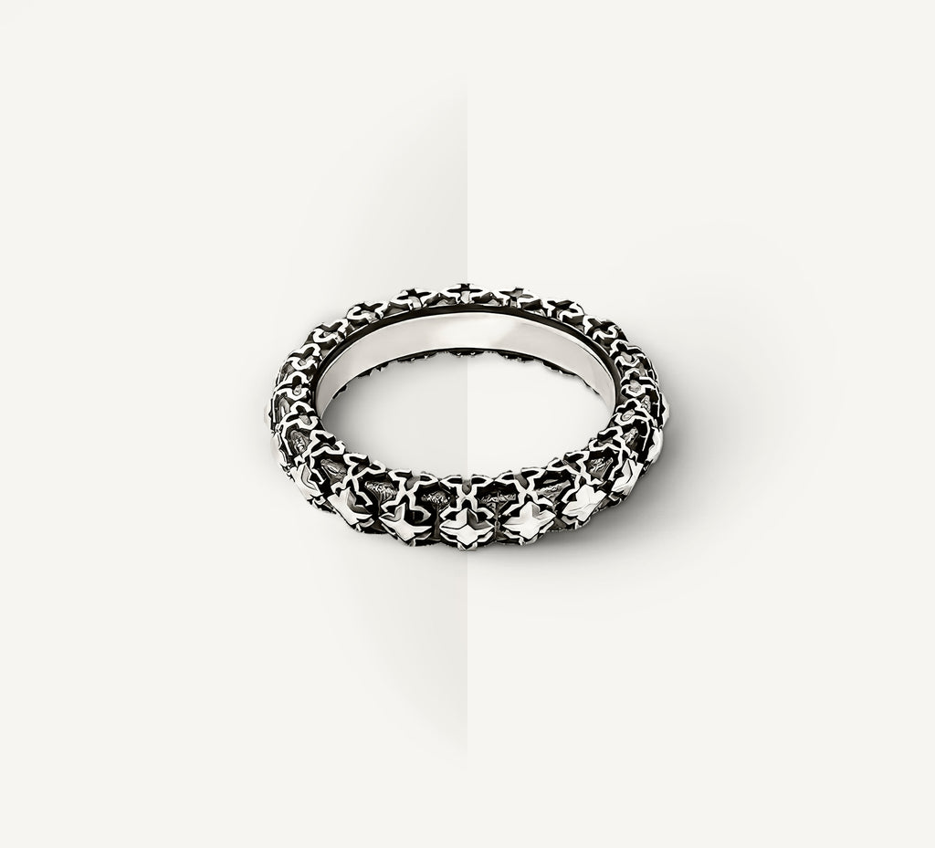 Thin STQ Crown Stacker Band Ring<br>in Sterling Silver