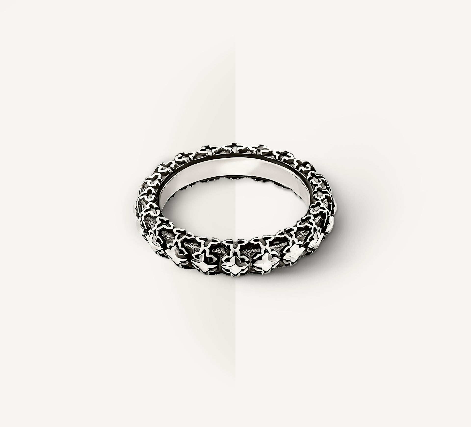 Thin STQ Crown Stacker Band Ring<br>in Sterling Silver
