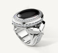 Black Onyx Talon Signet Ring<br>with Pavé Diamonds