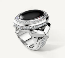 Load image into Gallery viewer, Black Onyx Talon Signet Ring<br>with Pavé Diamonds
