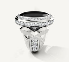 Load image into Gallery viewer, Black Onyx Talon Signet Ring<br>with Pavé Diamonds
