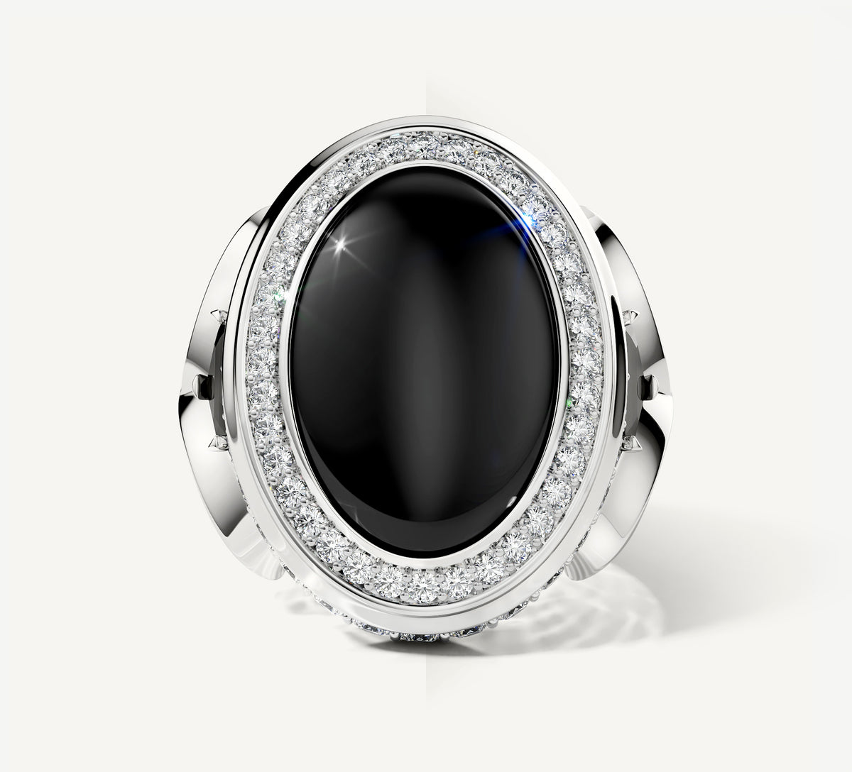 Black Onyx Talon Signet Ring<br>with Pavé Diamonds