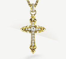 Load image into Gallery viewer, REGAL Cross / 14K Gold&lt;br&gt;w/Pavé Diamonds / Talon Details
