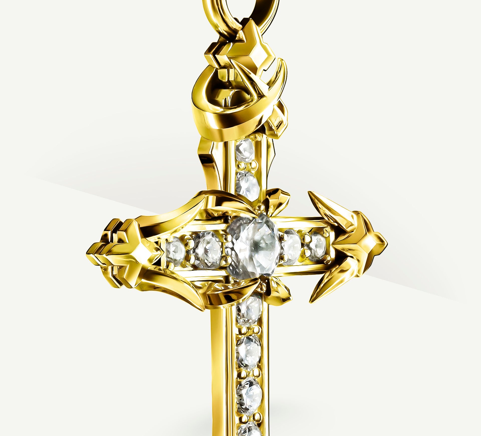 REGAL Cross / 14K Gold<br>w/Pavé Diamonds / Talon Details