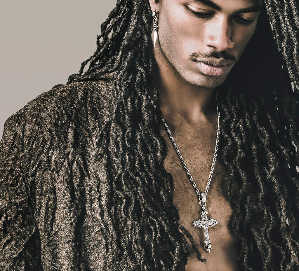 REGAL Cross / Sterling Silver<br>w/Pavé Diamonds / Talon Details