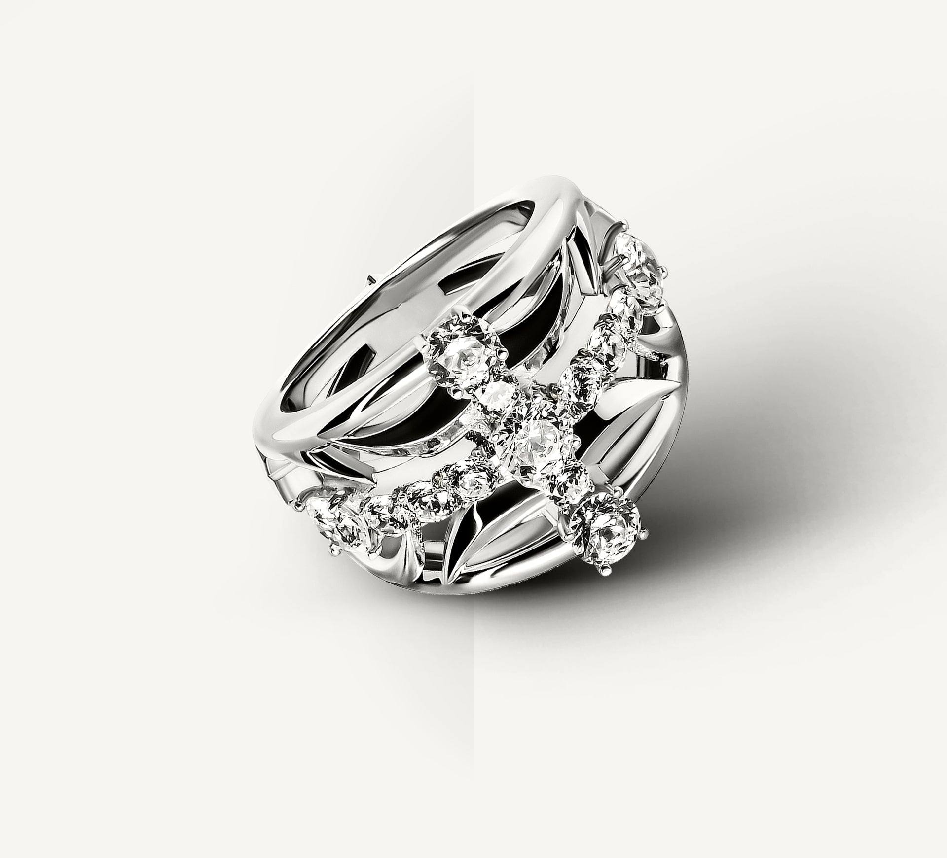 Crossfire Ring / Sterling Silver<br>w/Diamond Cross