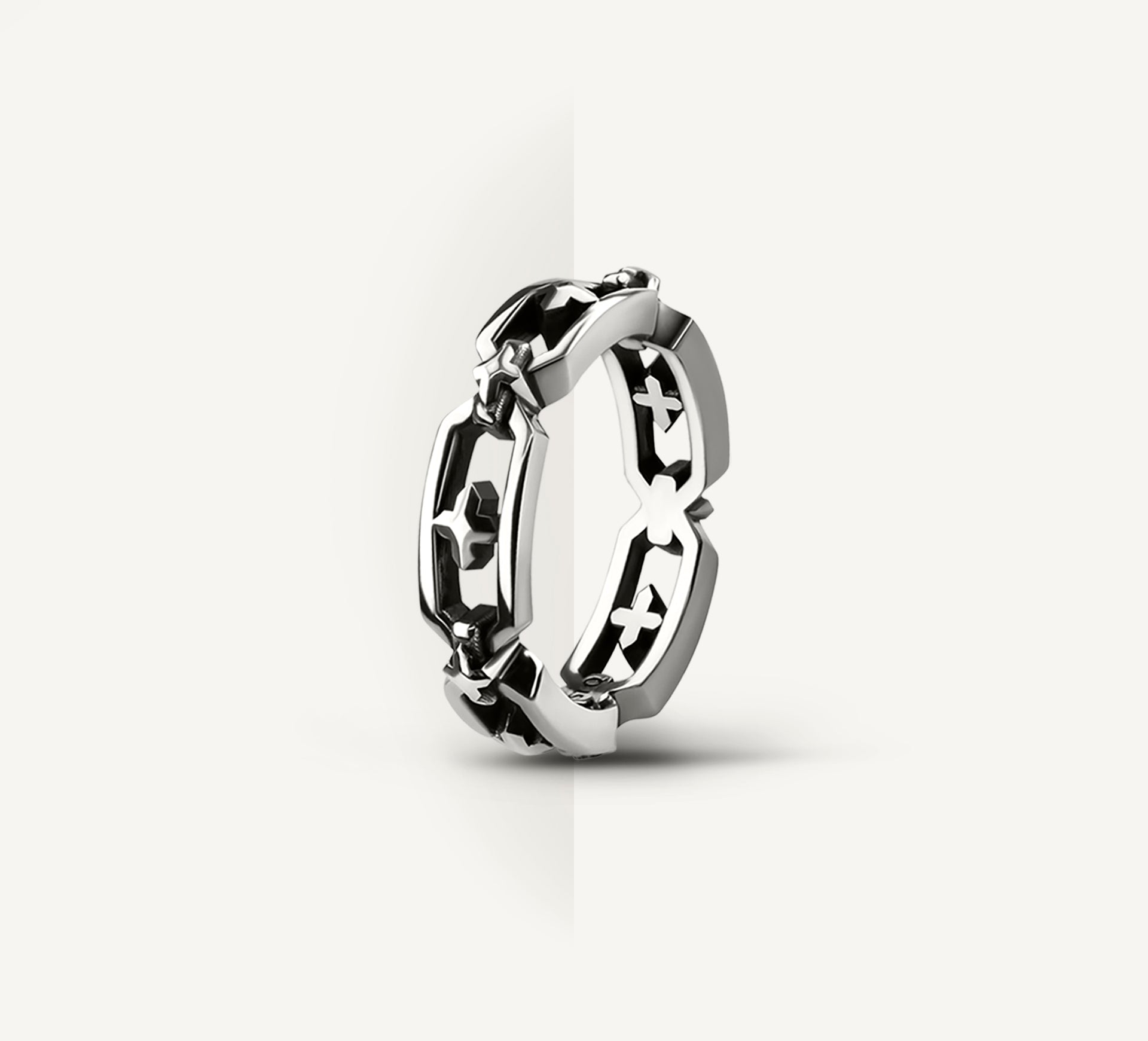 Crystal Link Stacker Ring<br>in Sterling Silver