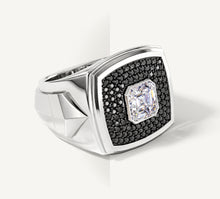 Load image into Gallery viewer, Tuxedo Signet Ring<br>in Sterling Silver w/ Pavé Diamonds
