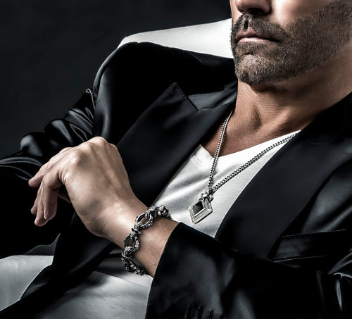 19mm Signature Link Bracelet<br>Black Rhodium w/Pavé Diamonds