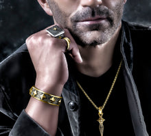 Load image into Gallery viewer, Phoenix Cuff / 14k Yellow Gold&lt;br&gt;w/Black Pavé-Set Diamonds
