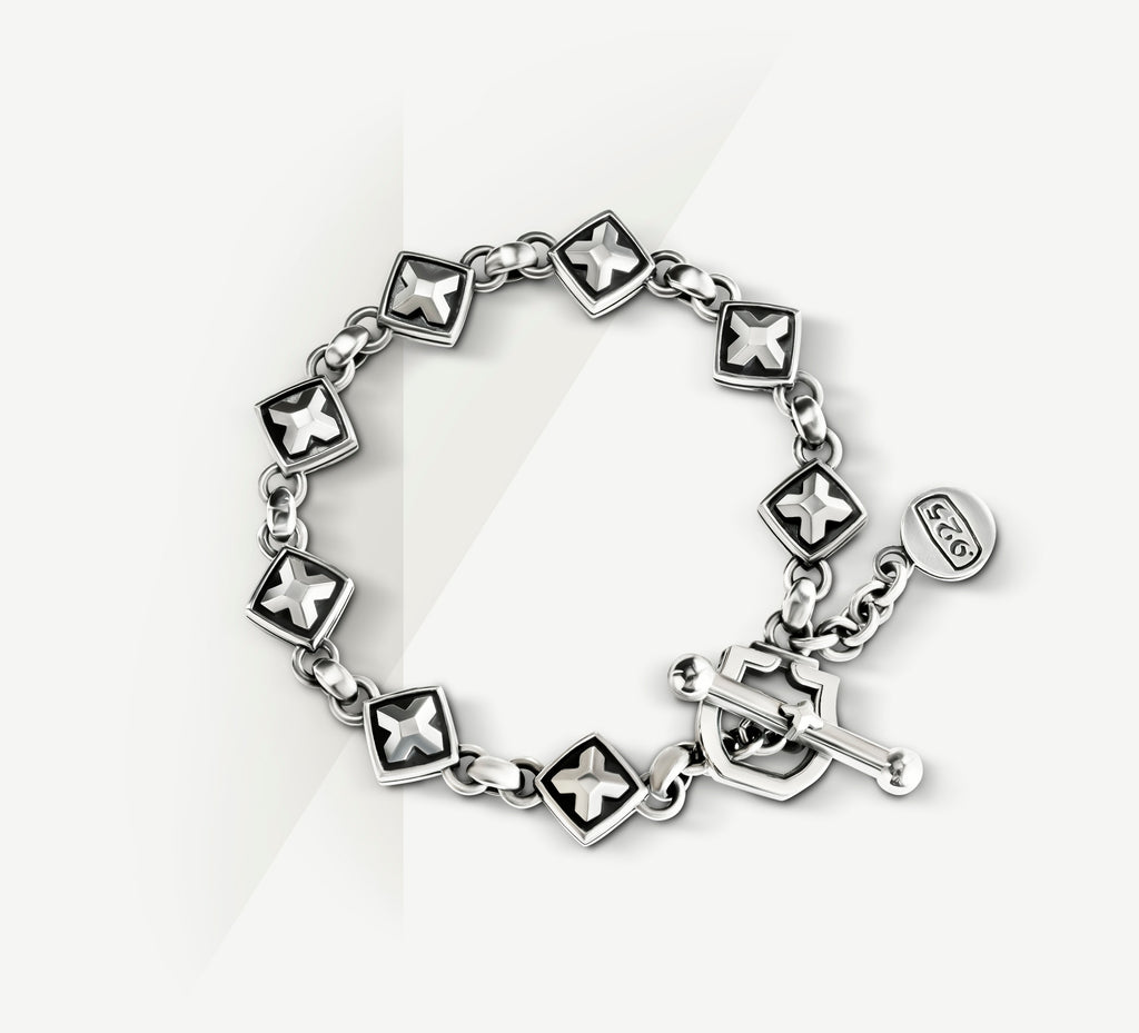 12.5 mm Box-Crown Bracelet<br>Sterling Silver
