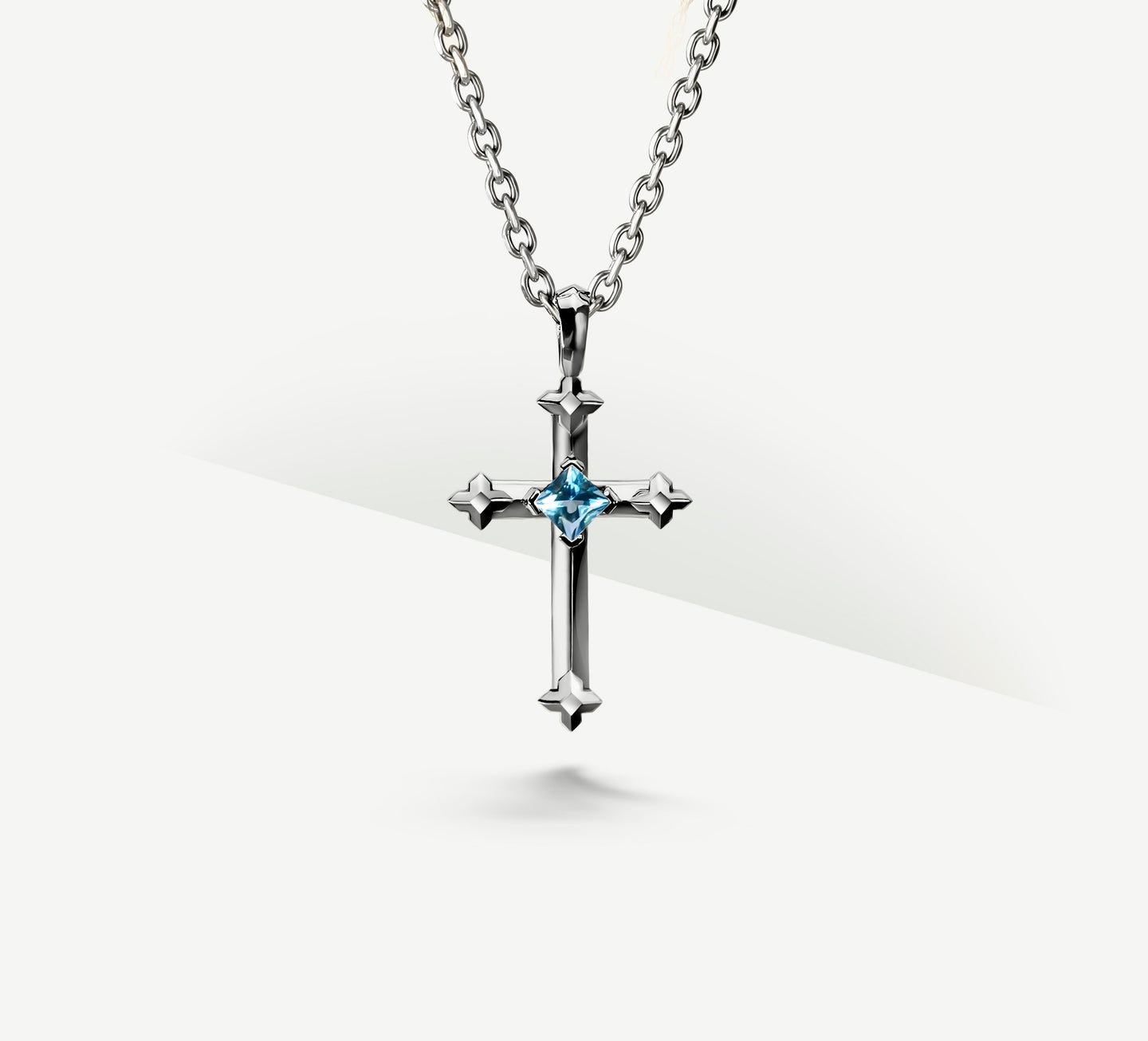 Petite Crown Cross w/London Blue Topaz