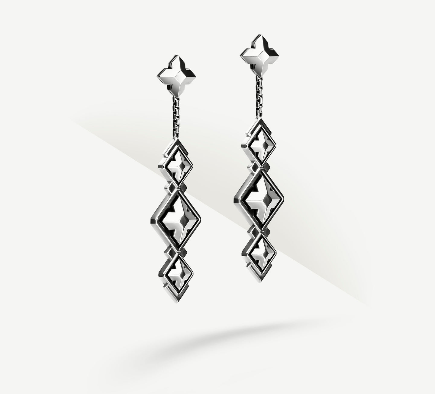 Tri-Crown Drop Earrings