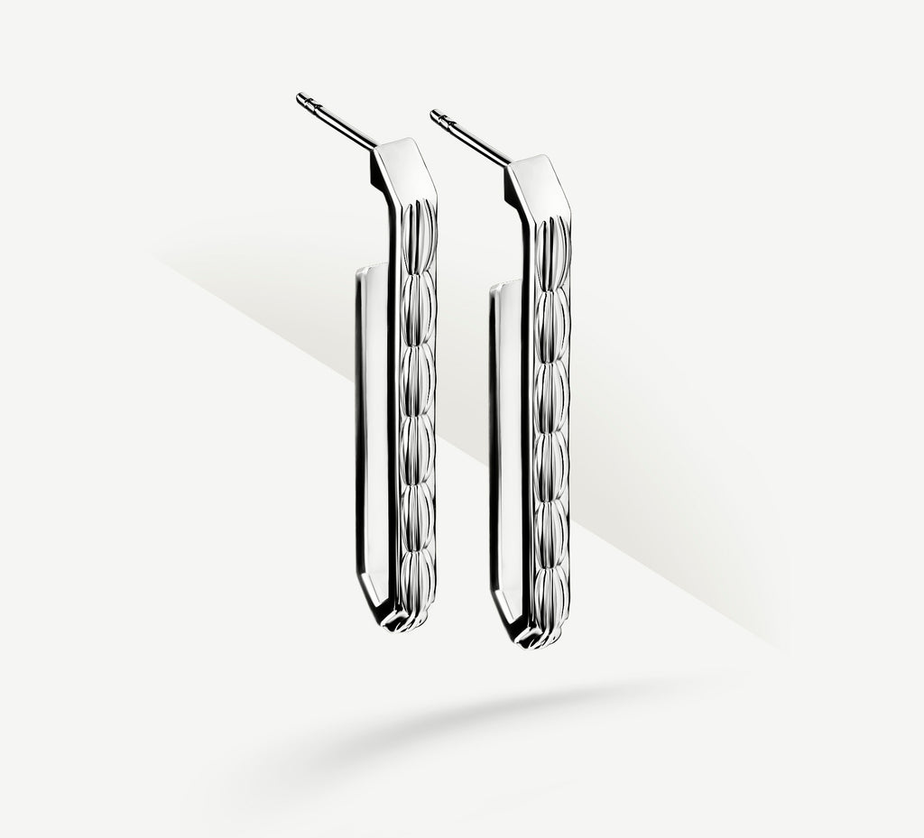 Long Crystal Earrings<br>in Sterling Silver