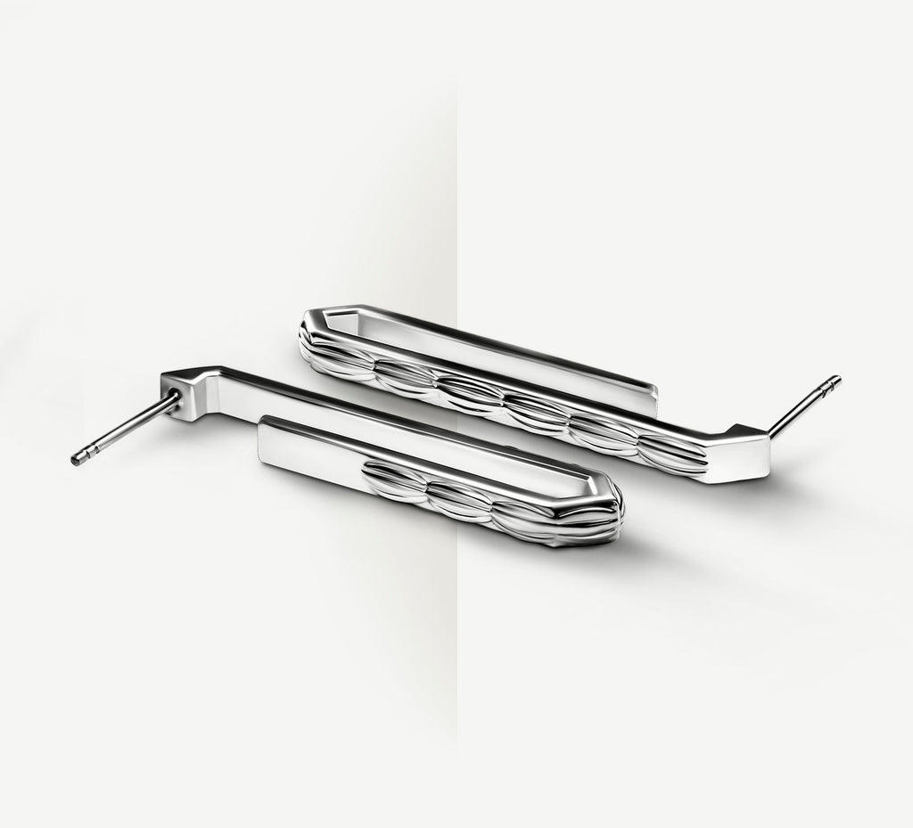 Long Crystal Earrings<br>in Sterling Silver