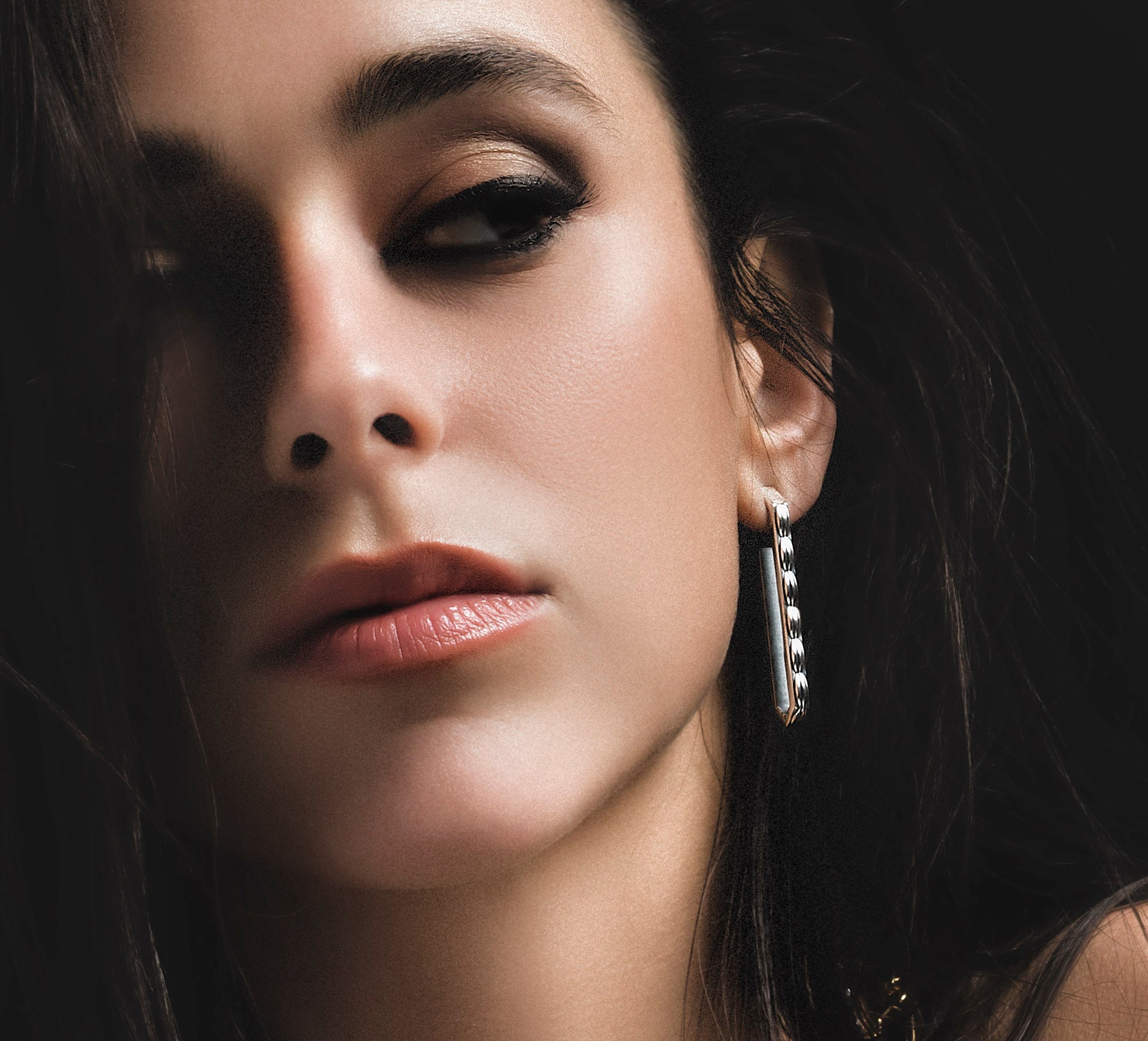 Long Crystal Earrings<br>in Sterling Silver