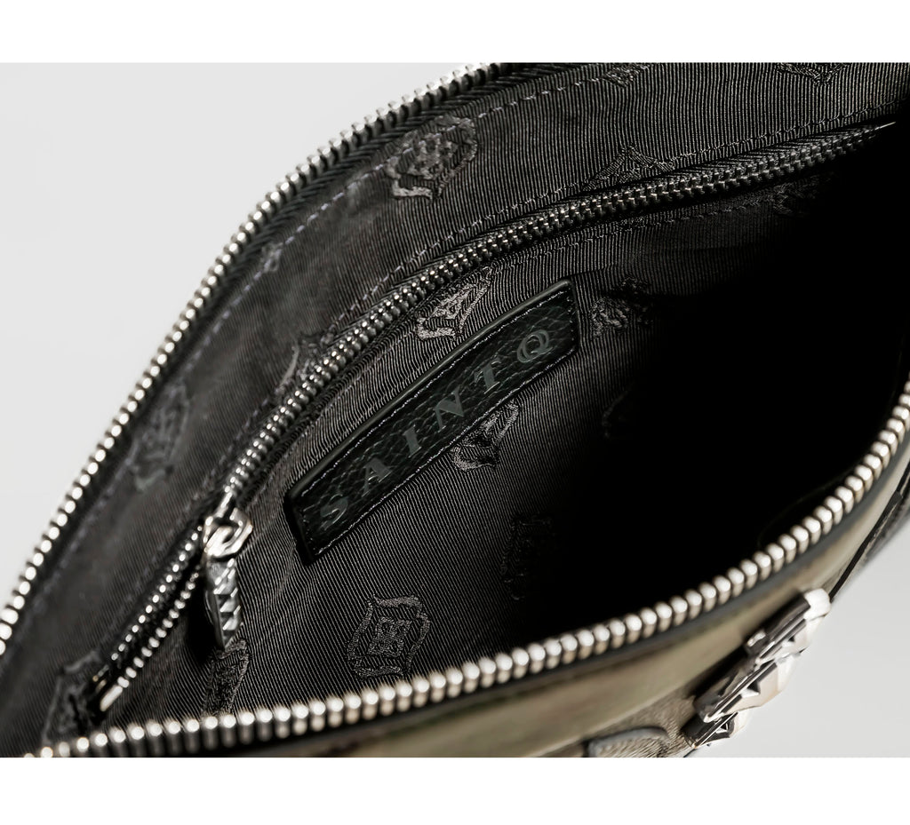 Fire & Ice Black & Camo Clutch<br>w/Tri-Crown Detail