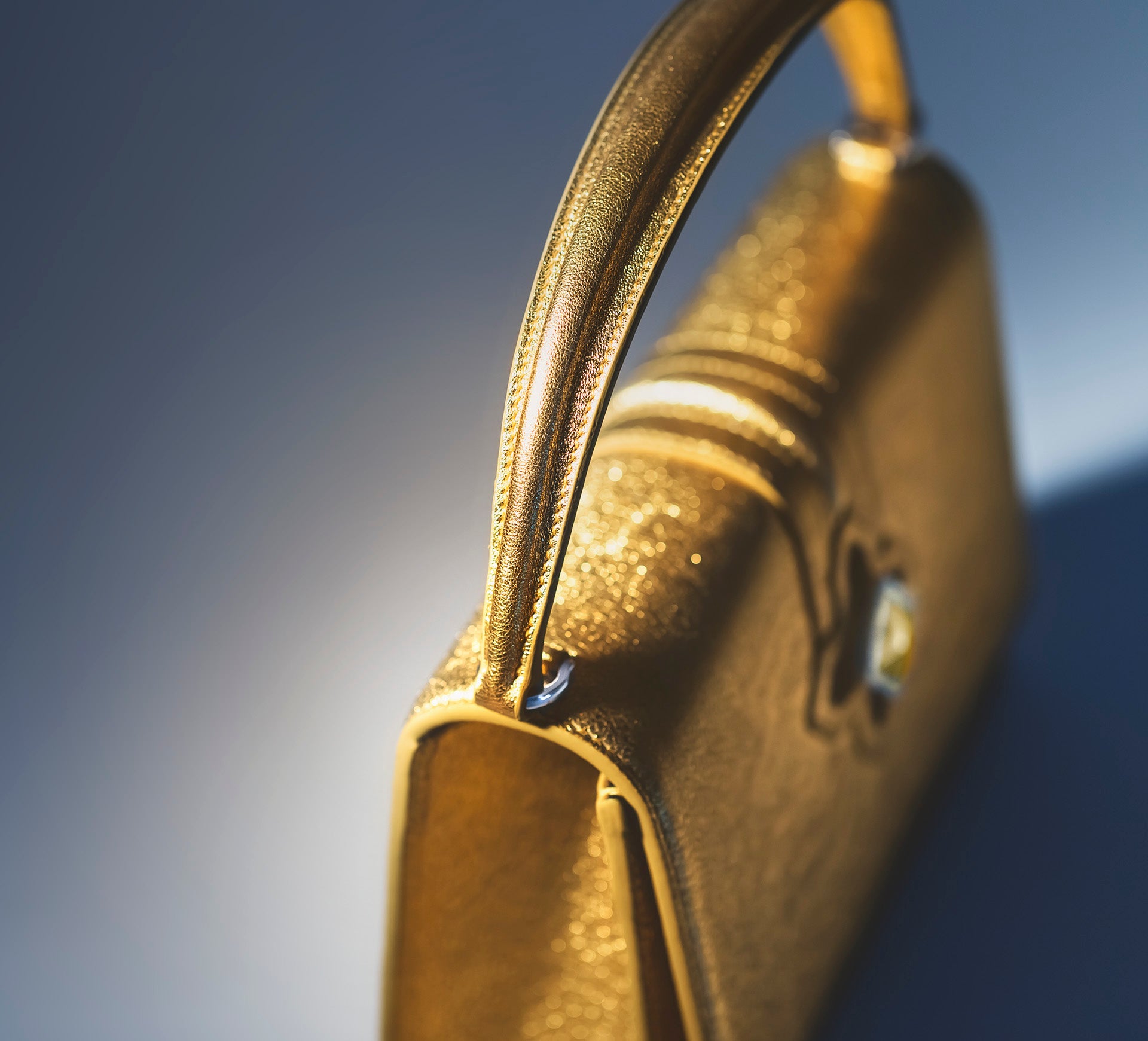 Small Metallic Gold Flame Purse<br>w/14k Gold & Diamond STQ Crown