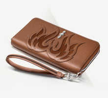 Load image into Gallery viewer, SAINTQ Flame Patch&lt;br&gt;Caramel Leather &amp; Suede Wallet
