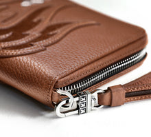 Load image into Gallery viewer, SAINTQ Flame Patch&lt;br&gt;Caramel Leather &amp; Suede Wallet
