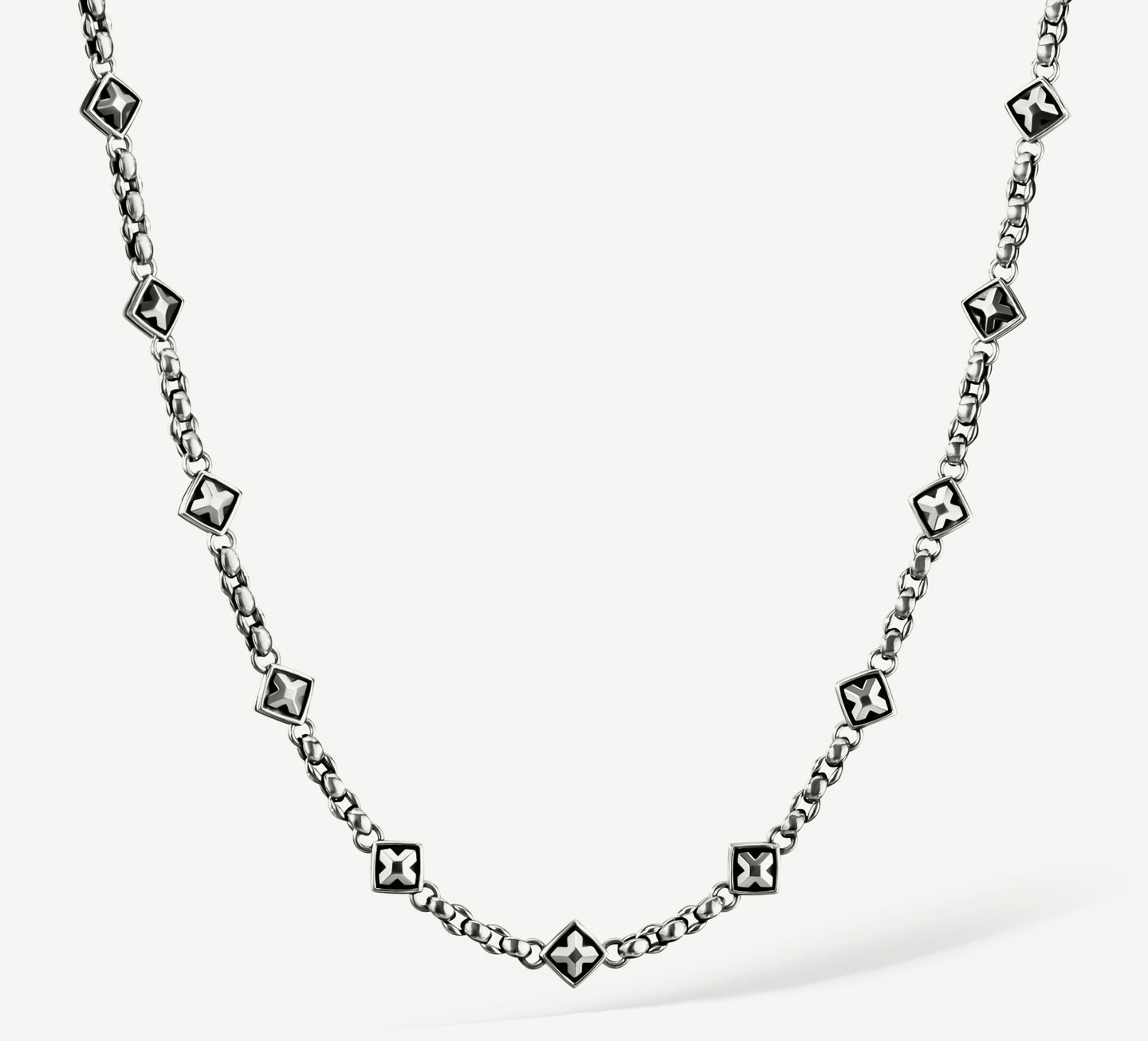 Large Box Crown Necklace w/Handmade Omni Chain