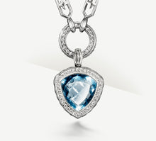 Load image into Gallery viewer, Shield Pendant w/London Blue Topaz &amp; Diamonds

