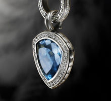 Load image into Gallery viewer, Shield Pendant w/London Blue Topaz &amp; Diamonds
