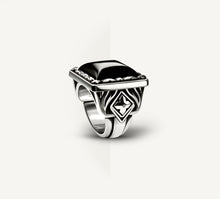 Load image into Gallery viewer, Mens Fire &amp; Ice Signet Ring&lt;br&gt;w/Feature Center Stone
