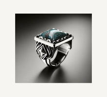 Load image into Gallery viewer, Mens Fire &amp; Ice Signet Ring&lt;br&gt;w/Feature Center Stone
